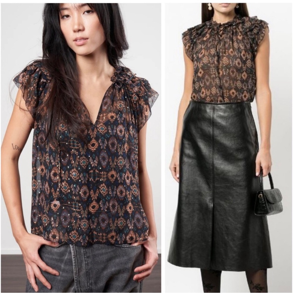 Ulta Johnson 100% Silk Elf Printed Top